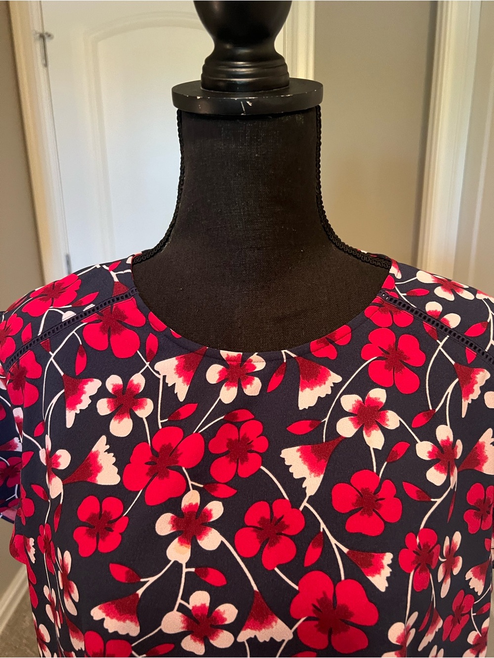 Draper James Navy Floral Short-Sleeve Blouse with Pink & White Flowers - Picture 3 of 9